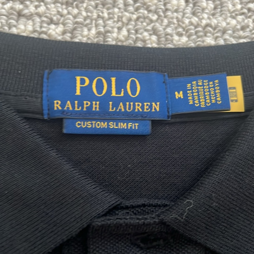 New Polo Ralph Lauren Triple Pony 3 Custom Slim Fit Black Shirt Top M - Picture 4 of 8